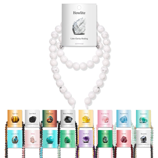 Vinswet 45pcs 8mm Howlite Natural Stone Beads Round Genuine Real Stone Beading Loose Gemstones DIY Smooth Bead for Bracelet Necklace Earrings Jewelry Making