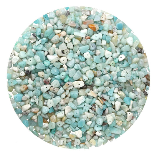 Natural Chip Stone Beads 450pcs Amazonite Chips 5-8mm Genuine Real Irregular Healing Crystal Rocks Hole Drilled DIY Loose Gemstone Beads for Jewelry Making Bracelet Earrings Necklace Crafting