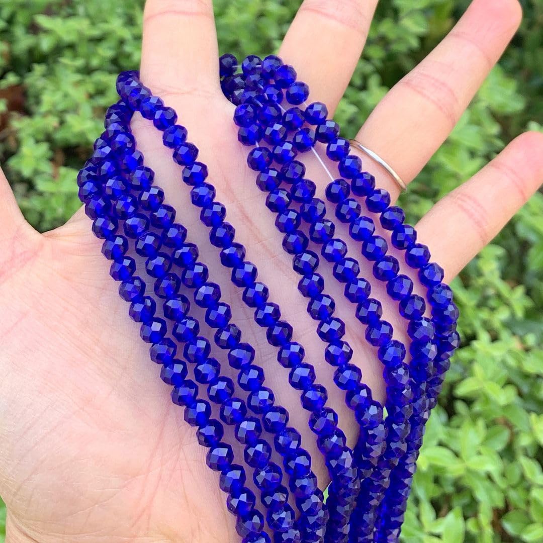 1000pcs Czech Faceted Rondelle Crystal Glass Loose Beads 6mm Spacer Bulk Cobalt Blue for DIY Craft Jewelry Making CCR625