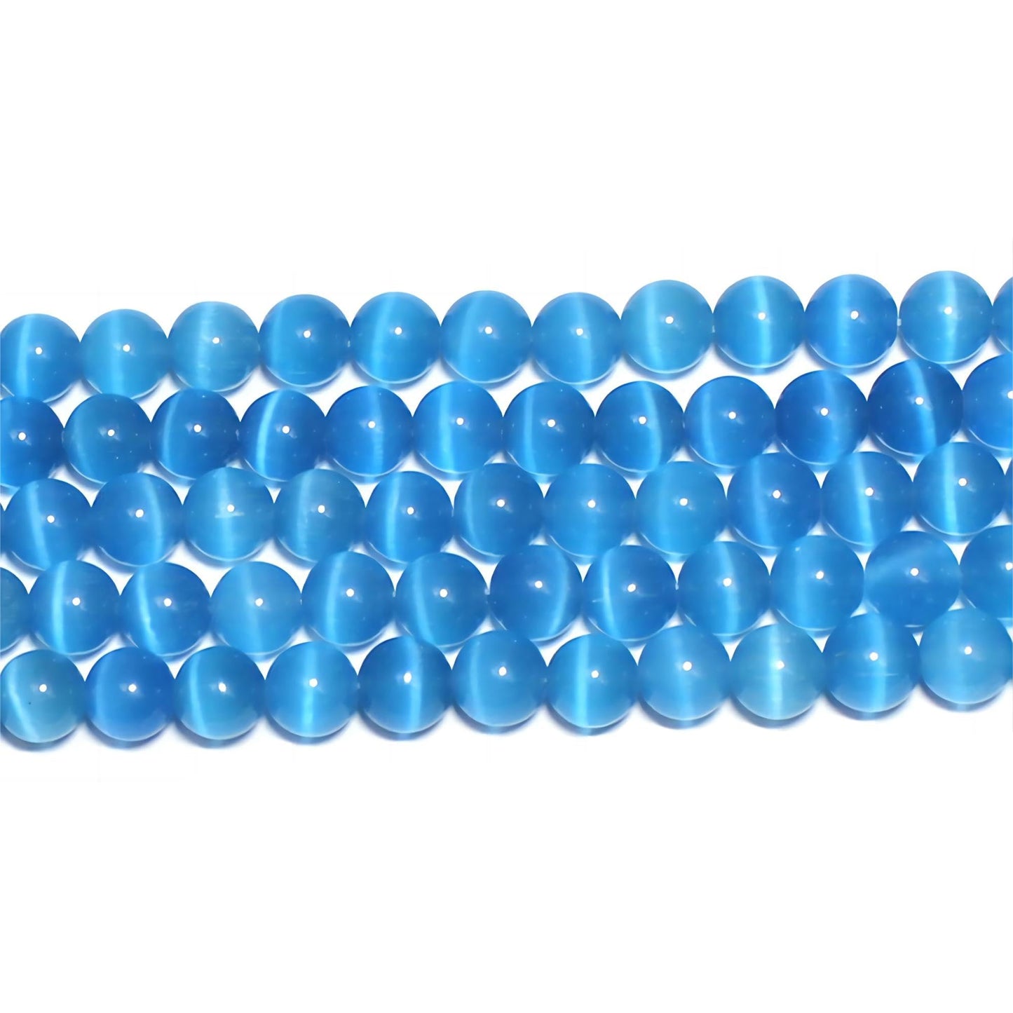 MJDCB 30pcs Sky Blue Cat Eye Stone Beads 12mm Round Crystal Loose Bead for Jewelry Making DIY Bracelets Necklace