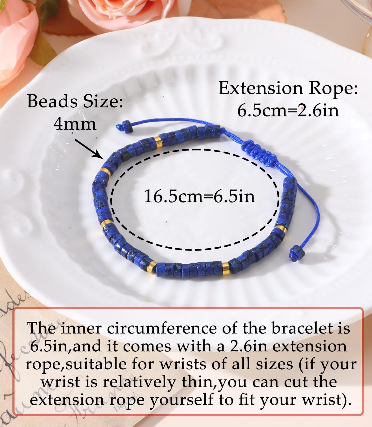 CASDAN Natural Crystal Healing Beaded Bracelet for Women Natural Stone Adjustable Braided Rope Bracelets Spiritual Inspirational Gifts Bracelets