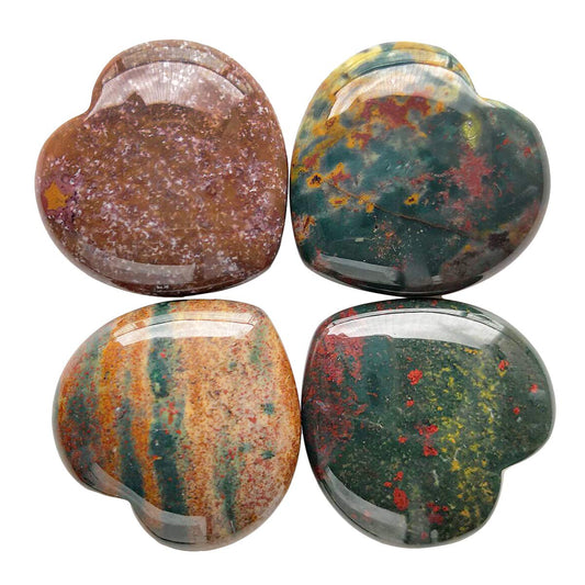 Loveliome 4 Pcs Natural India Agate Love Heart Palm Stone Reiki Balancing Worry Stone(1 Inch)