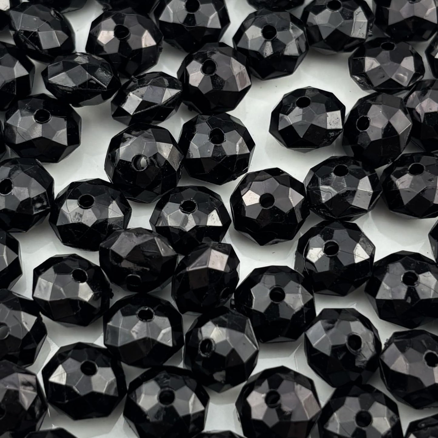 YHYPOCI 100pcs 12mm Acrylic Crystal Beads, Faceted Rondelle Acrylic Spacer Beads for Wind Chimes Bracelet Necklace Earring Keychain Jewelry Making DIY Crafts(Black)