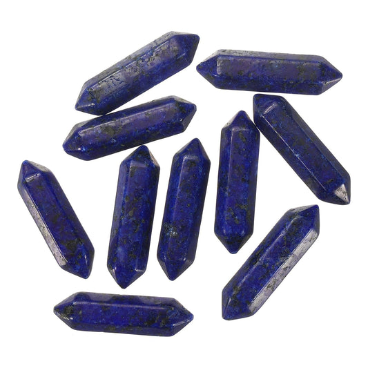 MECCANIXITY 10 Pack Blue Gold Quartz Crystals, Polished Crystals Bulk Hexagonal Shaped Meditation Gemstone for Jewelry Making Energy Balance Accessories Gifts