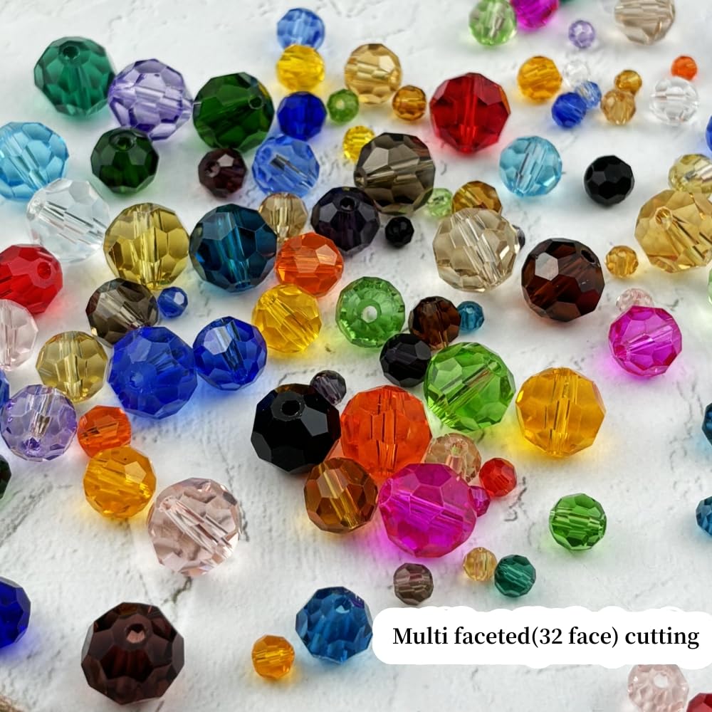 YUEXIGO 60pcs 10mm Round Crystal Glass Beads for Jewelry Making, Faceted Crystal Glass Spacer Beads for Bracelet Earring Necklace DIY Craft(Light Green)