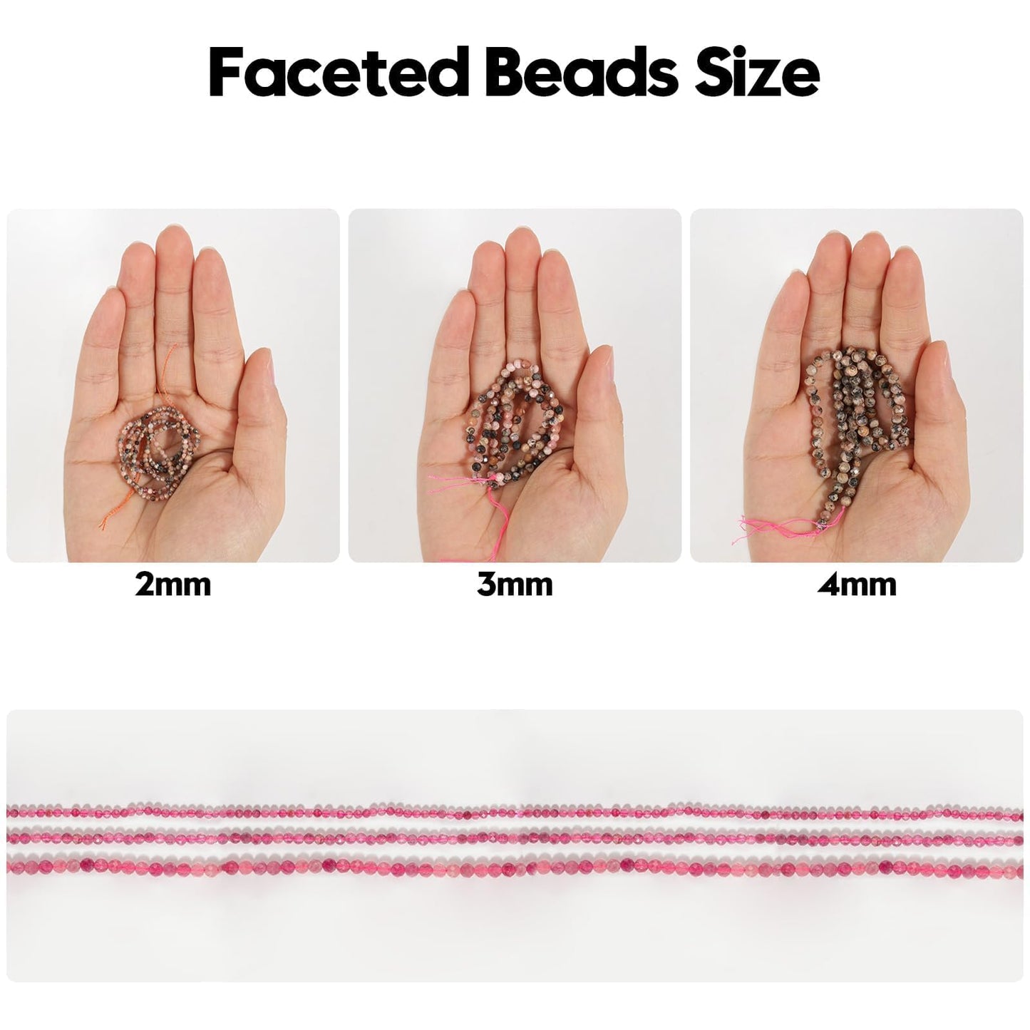 Song Xi 180pcs 2mm Natural Pink Tourmaline Gemstone Beads Faceted Round Loose Stone Beads for Jewelry Making (1 Strand)