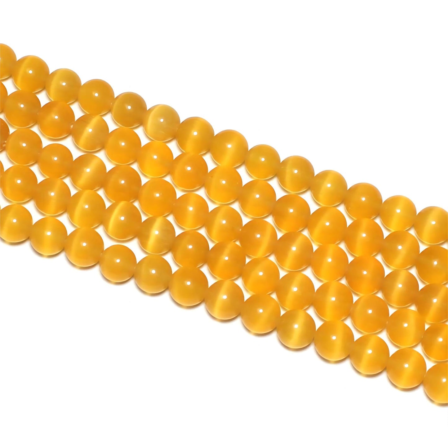MJDCB 35pcs Golden Yellow Cat Eye Stone Beads 10mm Round Crystal Loose Bead for Jewelry Making DIY Bracelets Necklace Accessories