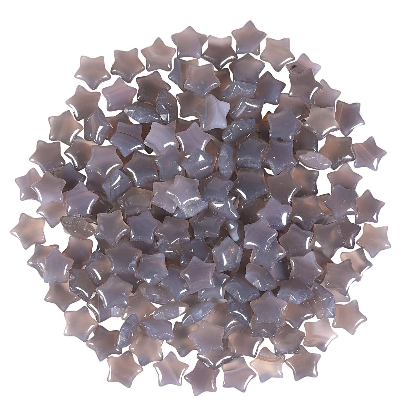 SUNYIK Pack of 20 Mini Star Crystal Pocket Stone, Healing Crystal Worry Stone for Reiki Meditation Anxiety Stress Jewelry Making, Natural Agate