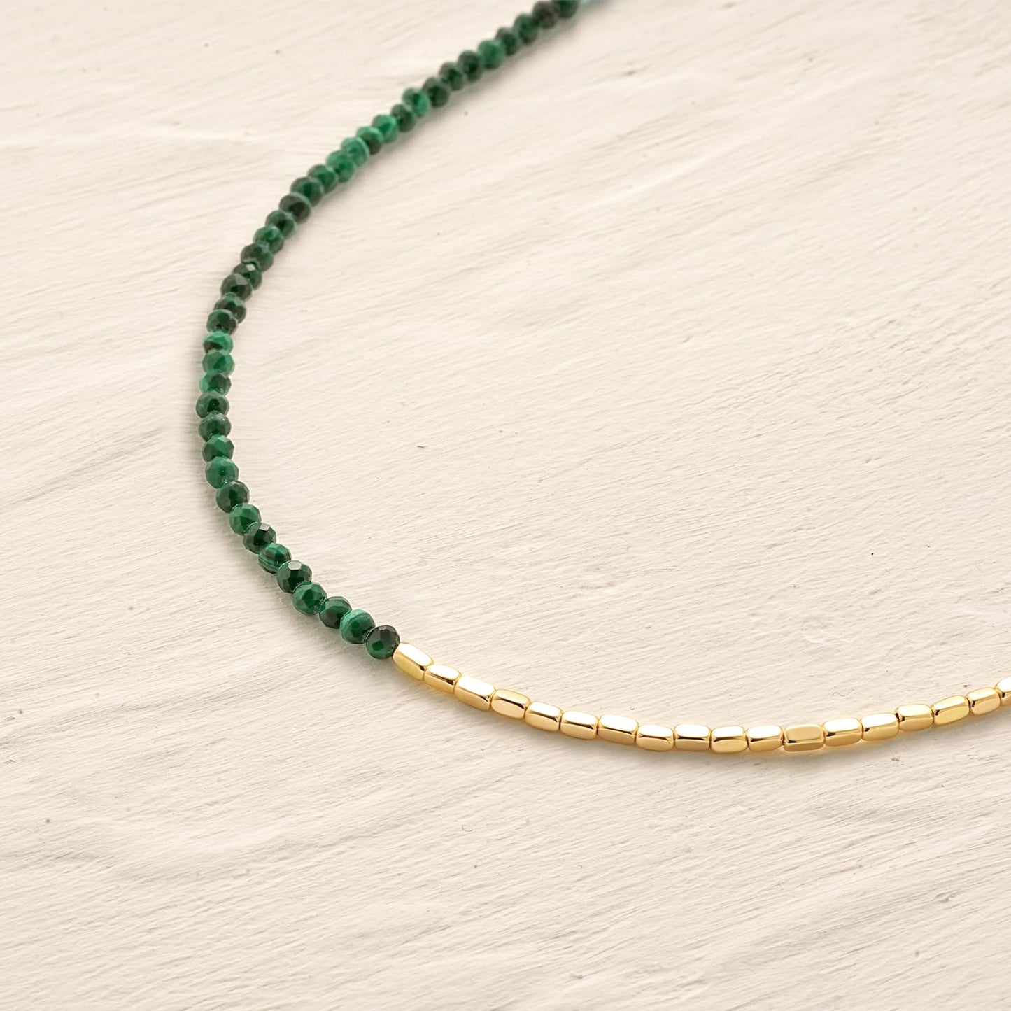 MYEARS Women Beaded Bracelet Gold Gemstone Malachite 14K Simple Dainty Handmade Chain Everyday Boho Beach Jewelry