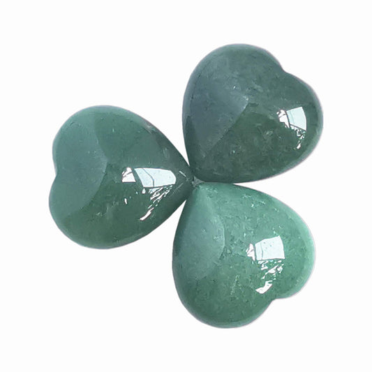 Bacatgem 3 Pcs Natural Green Aventurine Pocket Palm Thumb Healing Crystal Heart Love Worry Stones,1 inches Reiki Balancing Crystal and Healing Stones