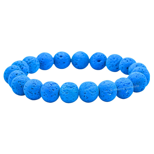 Amazing Gemstone Crystal Bracelet for Women Men's Gifts - Protection Healing Crystal Bracelet - 8mm Gemstone Beaded Stretchable Bracelet Pulseras Para Hombres Mujer Stocking Stuffers Mothers Day Gift (Blue Lava)