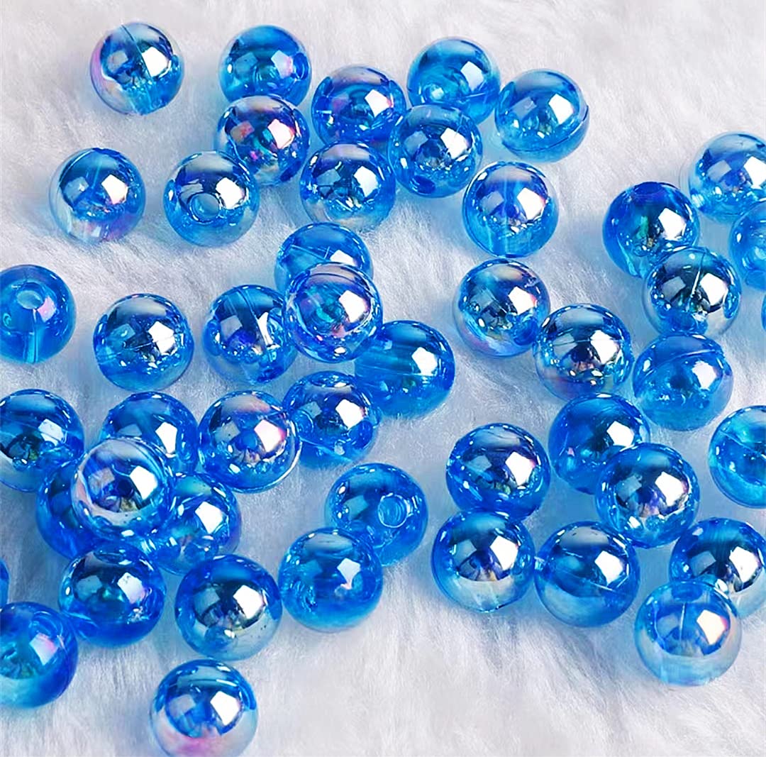 300 Pcs 8mm Acrylic Round Beads AB Colors Round Spacer Beads for Earring Bracelet Necklace Key Chains Jewelry DIY Craft Making(Lake Blue AB)