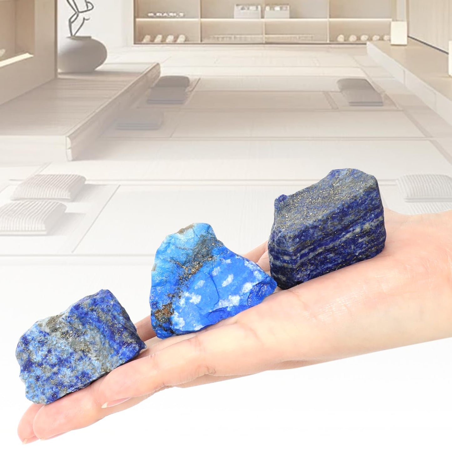 1.1lb Bulk Raw Lapis Lazuli Rough Crystal-Natural Lapis Lazuli Raw Stones Crystal for Tumbling, Cabbing, Fountain Rocks, Decoration, Polishing, Wire Wrapping, Wicca & Reiki Crystal Healing