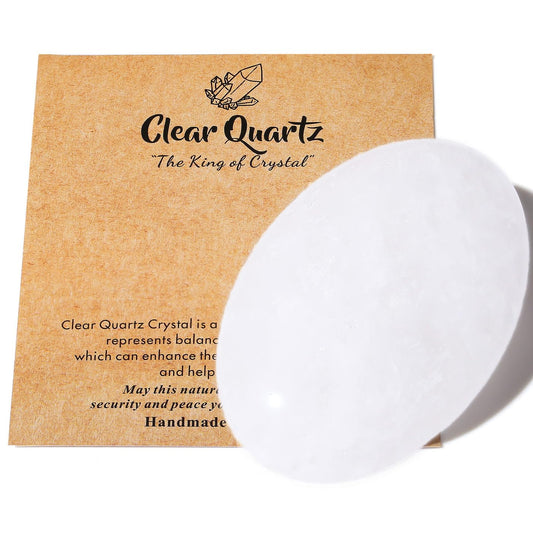 MAIBAOTA 2.4" Large Clear Quartz Crystal Stone Polished Palm Stone Healing Crystals 0.7" Thick Natural Reiki Gemstone Worry Stone Energy Balancing Anxiety Stress Relief Meditation 1 Pc