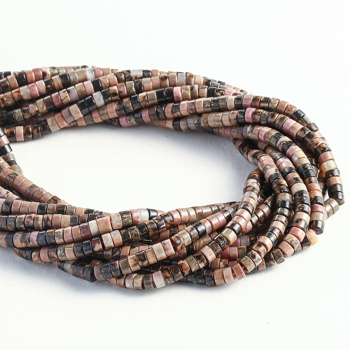 Natural Rhodochrosite Stone Spacer Beads 4x2mm 38cm/str Flat Round Loose Semi Gemstone Caps for Making Bracelets Necklace