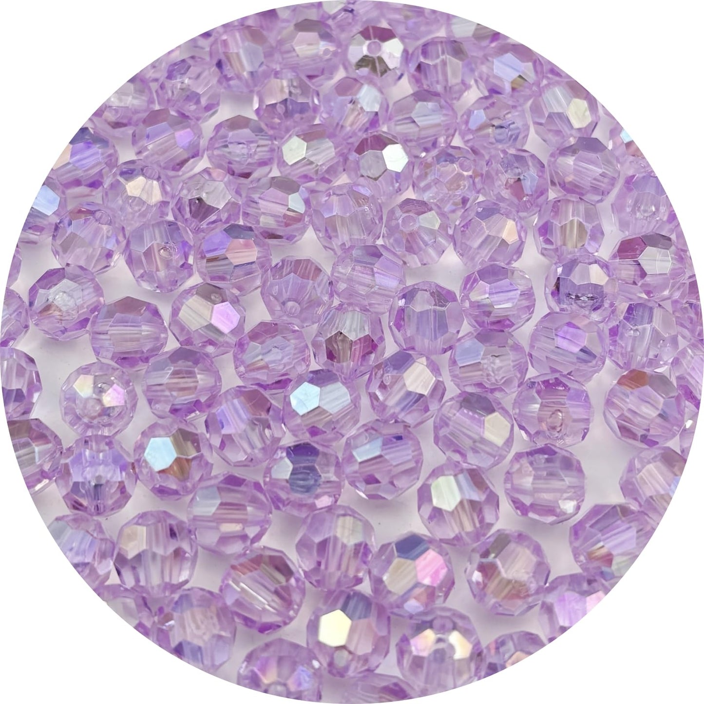 Pinhoollgo 300pcs 8mm Acrylic Faceted Round Beads AB Colors Glossy Acrylic Beads Round Spacer Beads with Hole for DIY Bracelet Necklace Jewelry Making Supplies Handmade Craft(Light Purple AB)
