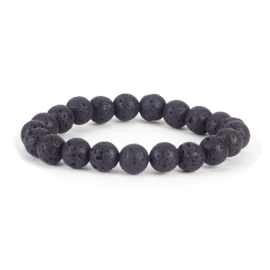 Cherry Tree Collection Lava Beaded Bracelet – Genuine 8mm Gemstone Stretch Bracelet for Men & Women – Handmade Crystal Bracelet - (Lava - M)