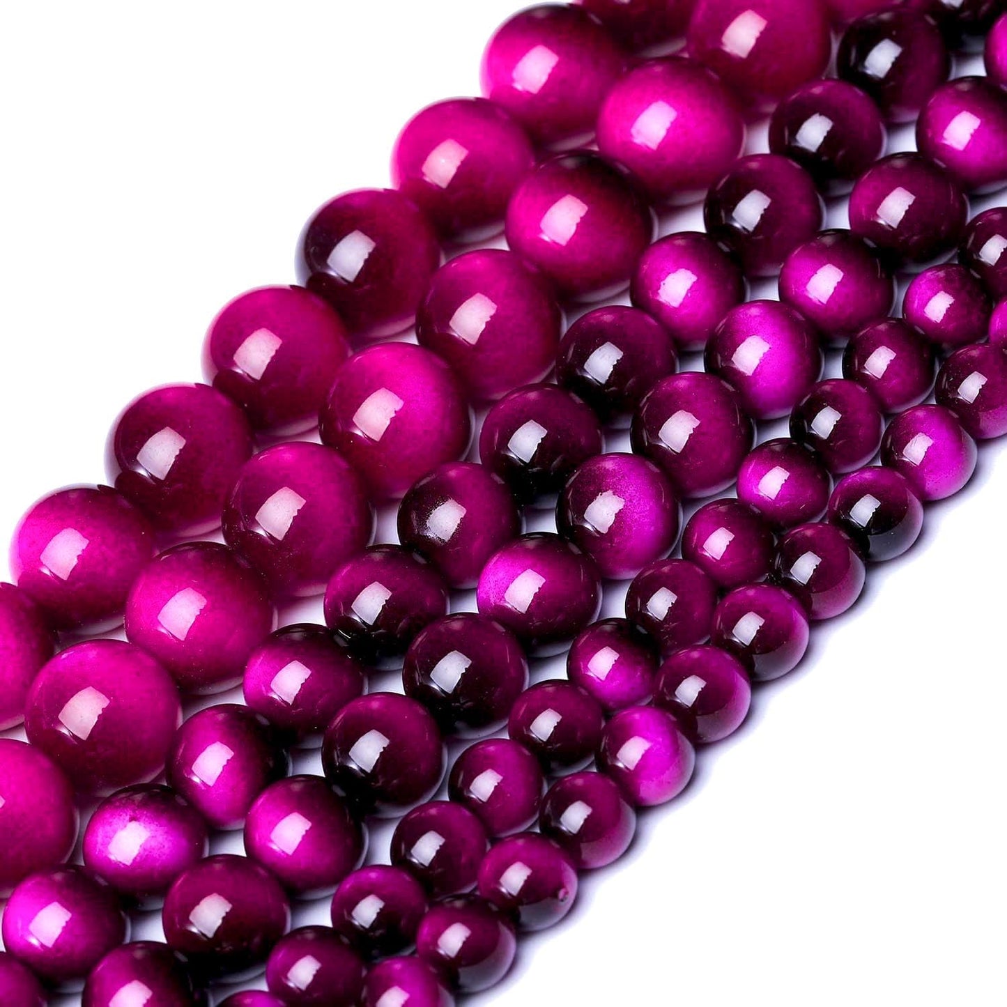 Song Xi 60PCS 6mm Rose Pink Tiger Eye Gemstone Beads for Jewelry Making, Round Smooth Glass Beads for DIY Bracelet Necklace Earring Keychain, Arts and Crafts, for Christmas Wedding Birthday