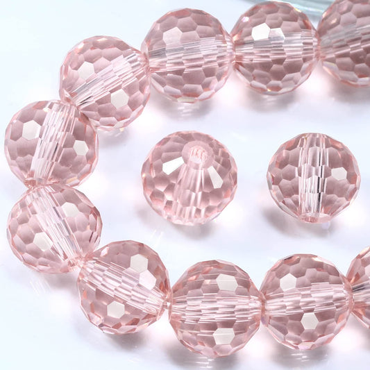 Dowarm 100PCS 8MM Crystal Glass Beads for Jewelry Making, Light Rose Faceted Crystal Beads for Crafts Bracelet Wind Chimes Suncatcher, #5003 Rondelle Spacer Beads, Loose Gemstones