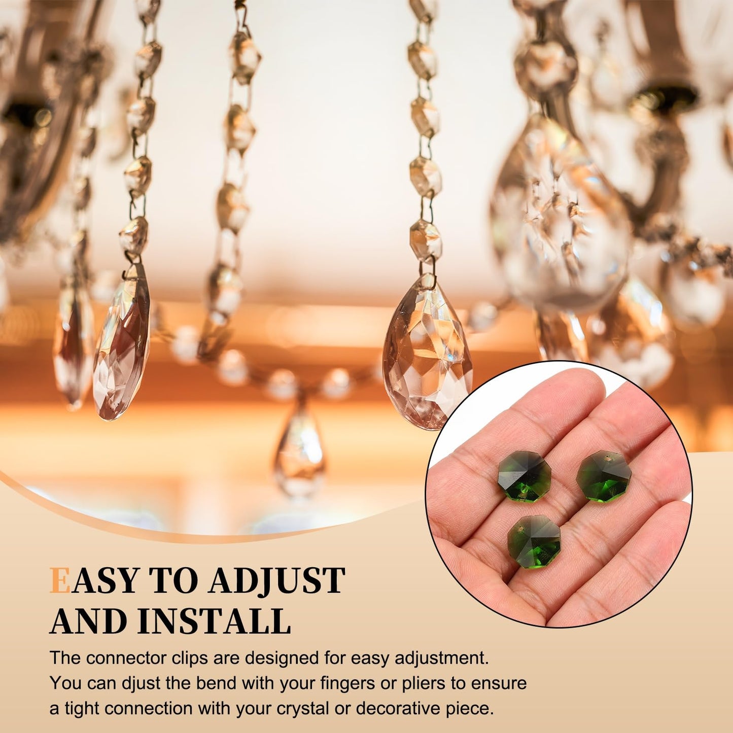 uxcell 50Pcs 1 Hole Crystal Octagon Beads, 14mm K9 Glass Hanging Chandelier Beads Prisms Parts for Crystal Chandeliers Lamp Hanging Pendant Jewelry DIY Craft, Olive Green