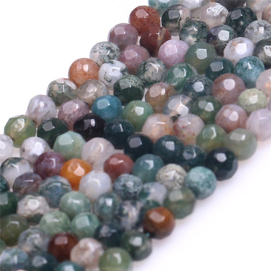 Indian Agate Beads for Jewelry Making Natural Gemstone Semi Precious 4mm Round Faceted 15" JOE FOREMAN