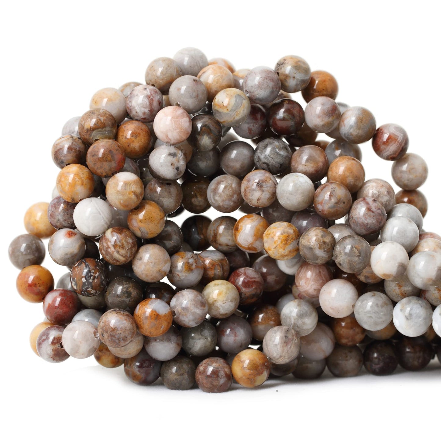 CHEAVIAN 45PCS 8mm Natural Gobi Agate Stone Gemstone Round Loose Beads for Jewelry Making Suppliese 1 Strand 15"