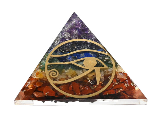Amazing Gemstone Large Orgone Pyramid | Natural Chakra Pyramid Crystal | Eye of Ra Orgonite Pyramid | Organ Pyramids Positive Energy Healing