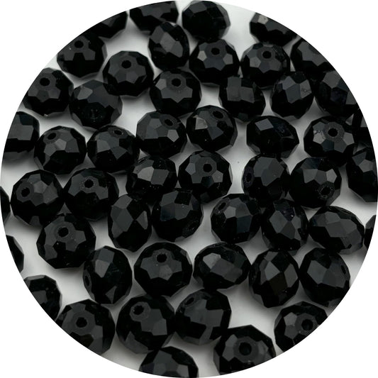 YUEXIGO 250pcs 6mm Crystal Glass Beads for Jewelry Making, Faceted Rondelle Glass Spacer Beads for Wind Chimes Bracelet Earring Necklace DIY Craft(Black)