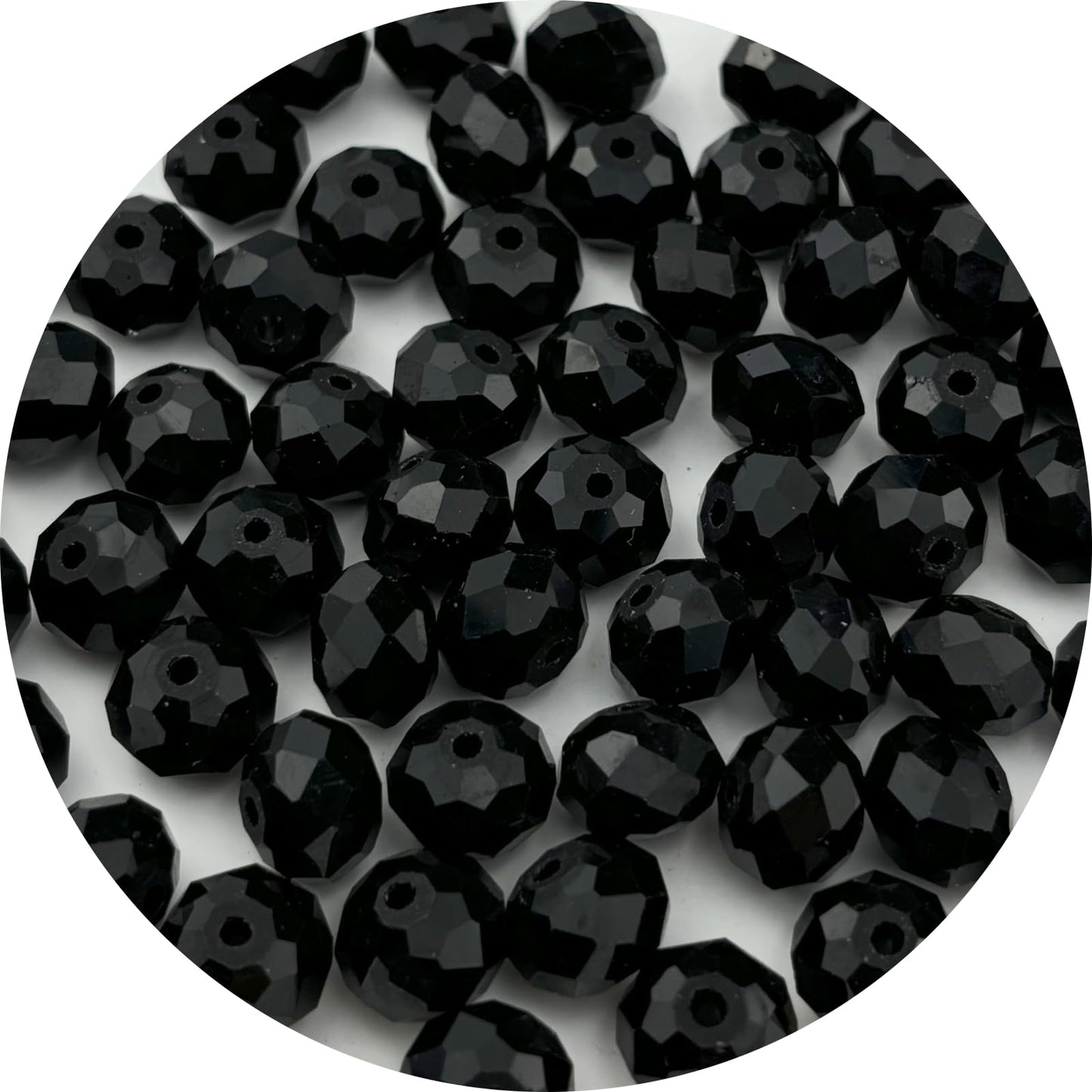 YUEXIGO 60pcs 10mm Crystal Glass Beads for Jewelry Making, Faceted Rondelle Glass Spacer Beads for Wind Chimes Bracelet Earring Necklace DIY Craft(Black)