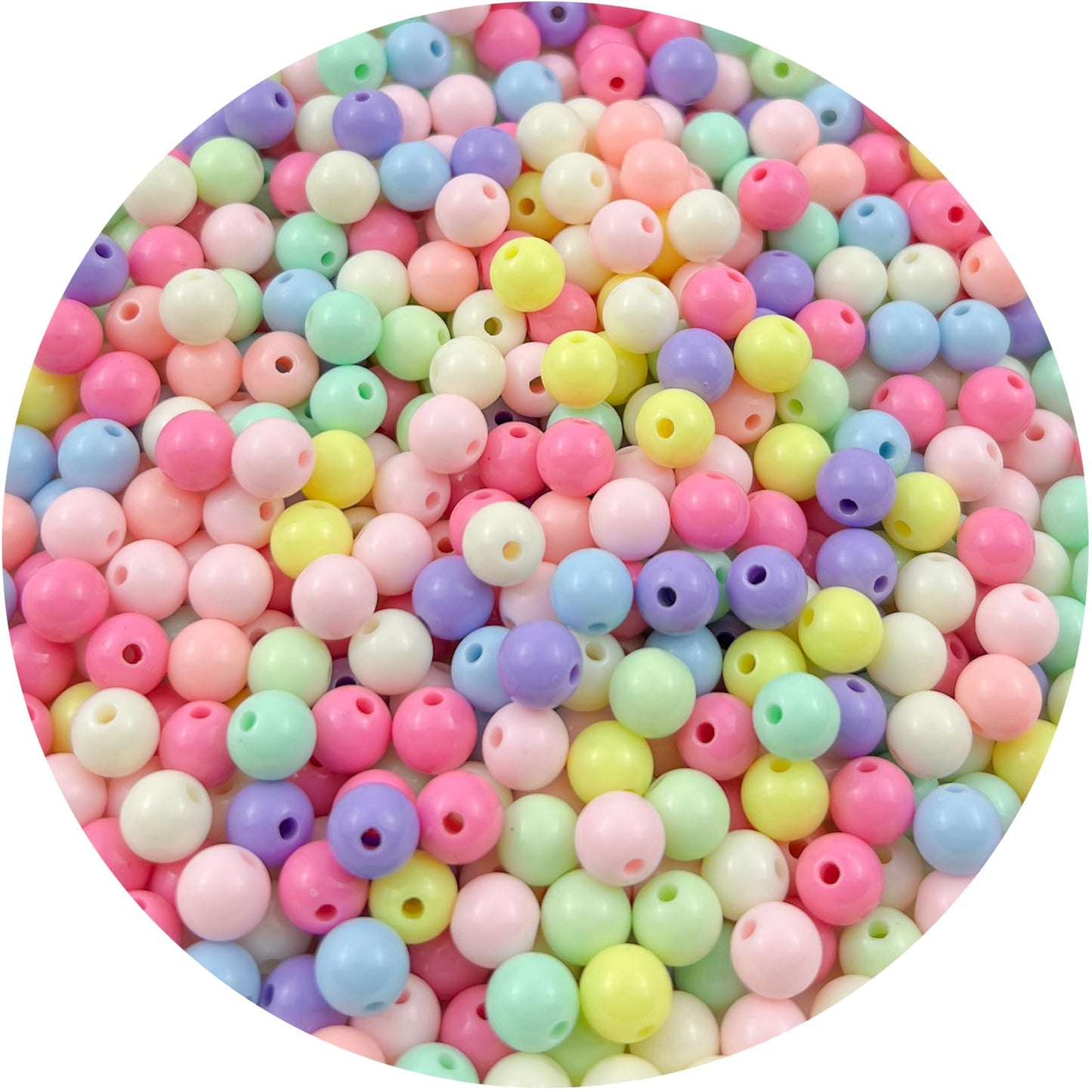 Mulutoo 400Pieces 8MM Acrylic Round Beads Round Acrylic Balls Chunky Beads Smooth Spacer Plastic Pastel Beads Craft Beads for Necklace and Bracelet Making Crafting Supplies(175-light Mixed Color)