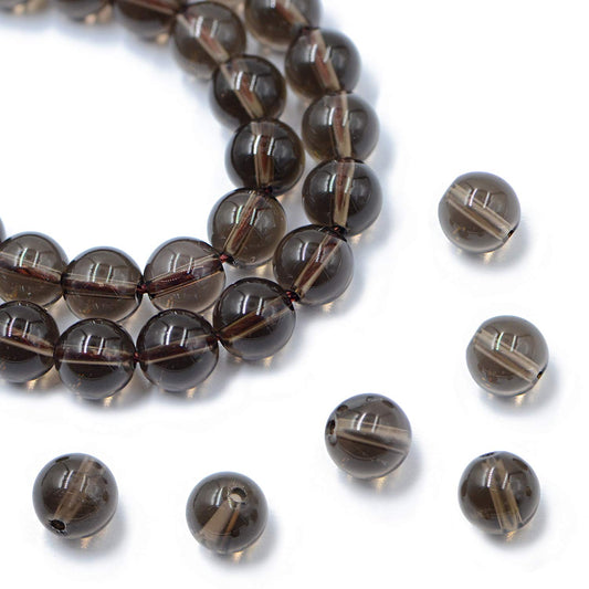AD Beads Natural Gemstone Round Loose Beads 15" for Bracelet Necklace Earrings Jwelery Making Crafts DIY (6mm, Smoky Quartz)