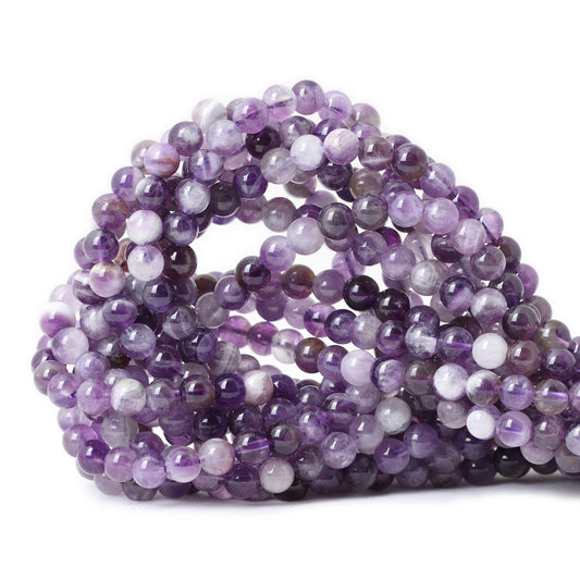 CHEAVIAN 60PCS 6mm Natural Dog Teeth Amethyst Gemstone Round Loose Beads Crystal Energy Stone Healing Power for Jewelry Making 1 Strand 15"