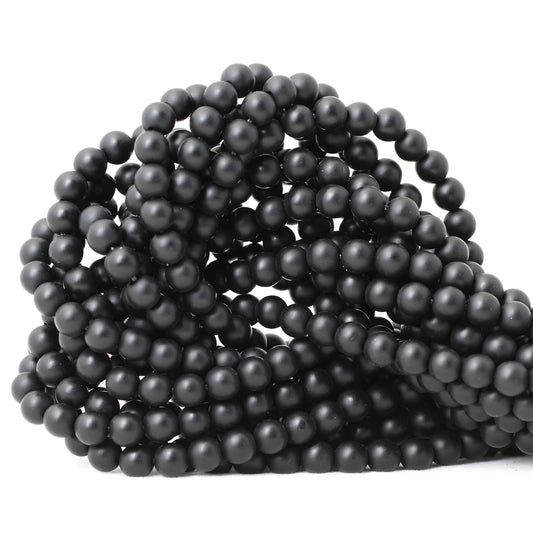 CHEAVIAN 60PCS 6mm Natural Matte Black Onyx Round Loose Beads DIY Bracelet Necklace Materials 1 Strand 15"