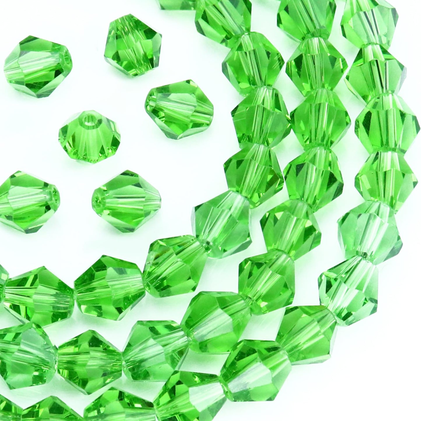 Dowarm 100PCS 8MM Bicone Beads, Green Crystal Glass Beads for Jewelry Making, Craft, DIY Bracelet, Necklace, Dolls