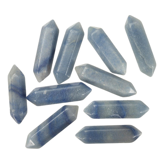 MECCANIXITY 10 Pack Blue Aventurine Quartz Crystals, Polished Crystals Bulk Hexagonal Shaped Meditation Gemstone for Jewelry Making Energy Balance Accessories Gifts