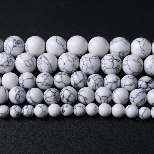 90pcs 4mm Natural Stone Beads White Turquoise Gemstone Round Loose Beads for Jewelry Making Crystal Energy Stone Healing Power DIY Bracelets (4mm, White Turquoise)