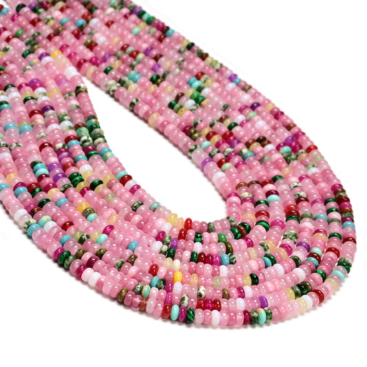 ICAI 2x4mm Natural Rondelle Beads – Loose Gemstone Spacers for DIY Jewelry Making (Pink Tones)