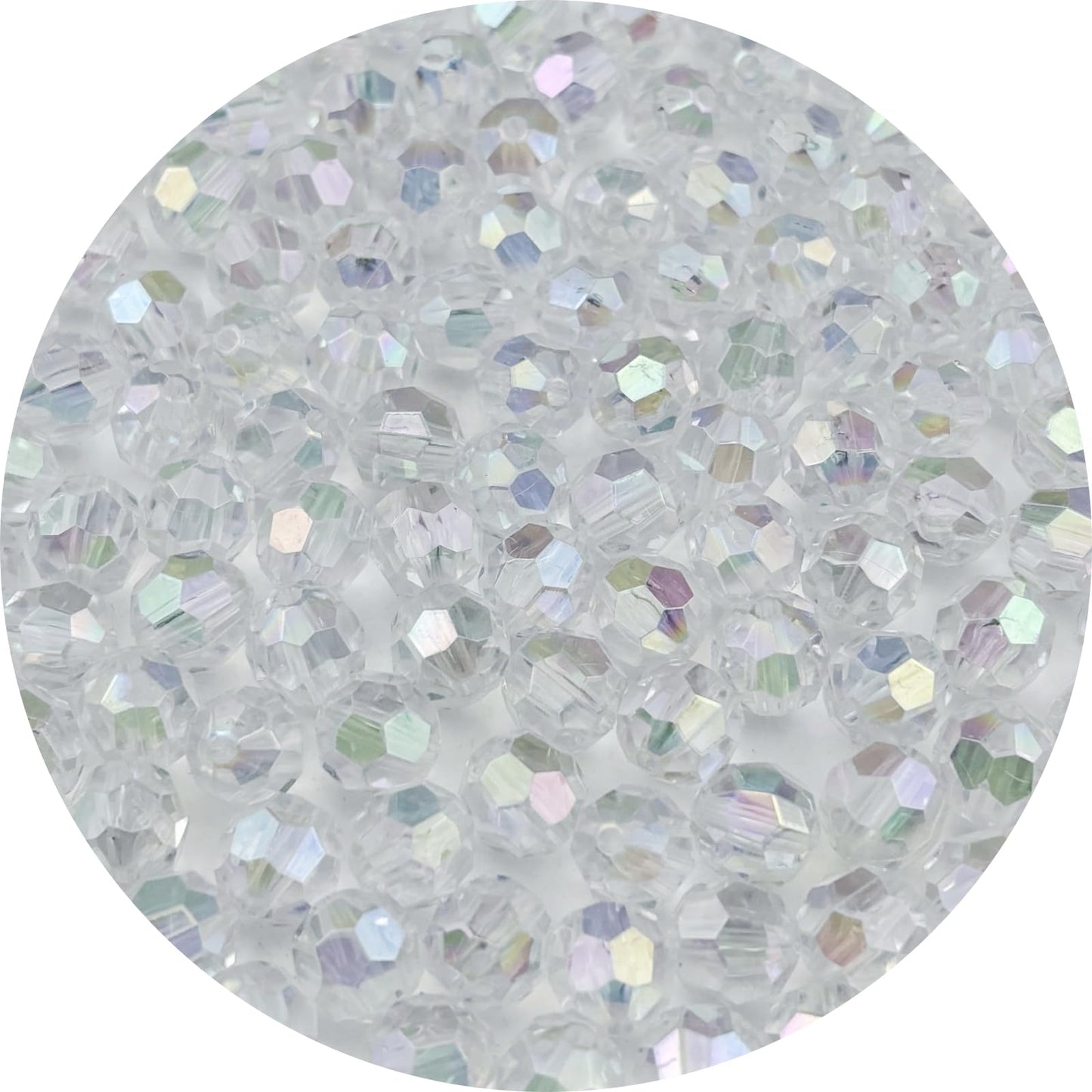 Pinhoollgo 200pcs 10mm Acrylic Faceted Round Beads AB Colors Glossy Acrylic Beads Round Spacer Beads with Hole for DIY Bracelet Necklace Jewelry Making Supplies Handmade Craft(Transparent AB)