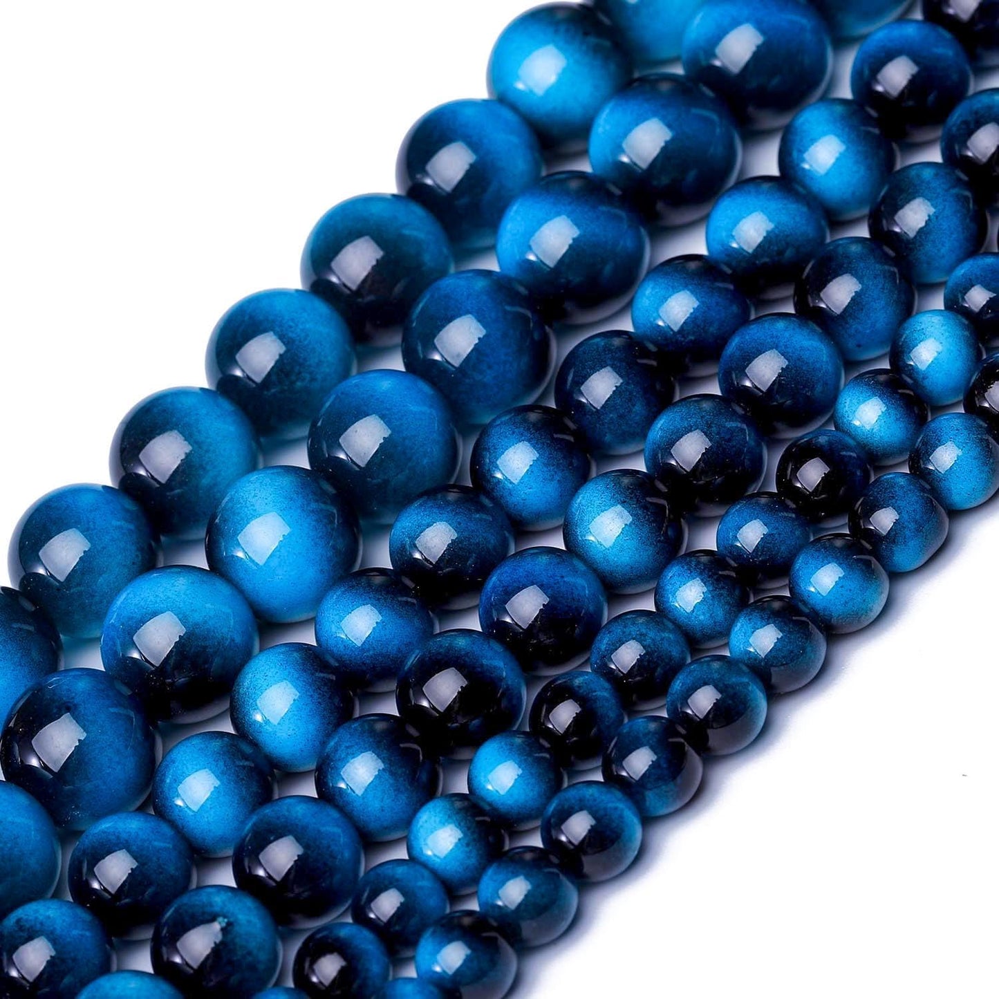 Song Xi 38PCS 10mm Blue Tiger Eye Gemstone Beads for Jewelry Making, Round Smooth Glass Beads for DIY Bracelet Necklace Earring Keychain, Arts and Crafts, for Christmas Wedding Birthday