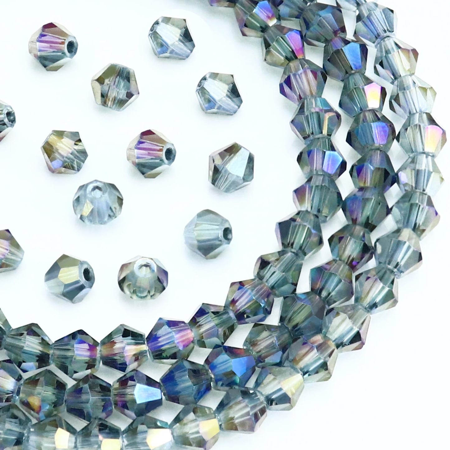 Dowarm 250PCS 6MM Faceted Bicone Crystal Beads for Crafts, Jewelry Making, DIY Bracelet, Necklace, Dolls, Wine Charms, Wind Chimes, Suncatchers, Loose Spacer Glass Beads, Transparent Purple