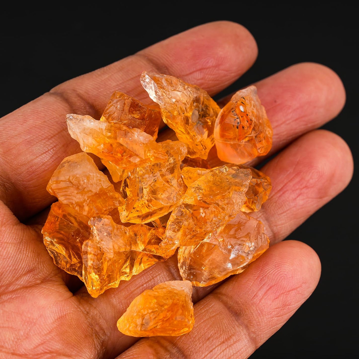 ColouredRocks 100 carats Yellow Citrine Crystals, Raw Stones, Rough Gemstones, Jewelry Making Supply, Cabbing, Polishing, Cutting, DIY, Crafts (10+pcs) (12-16mm)