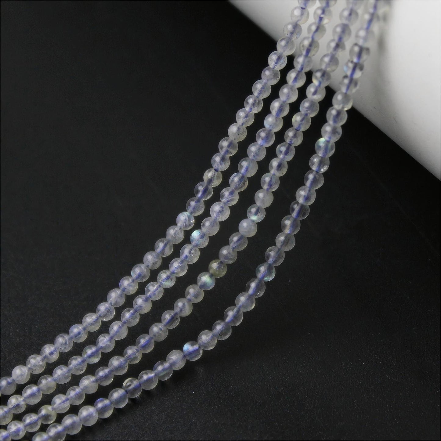MJDCB 320pcs Natural Small Stone Beads 2mm Labradorite Round Smooth Loose Gemstone Bead for Jewelry Making Bracelets Earrings Necklaces Accessories