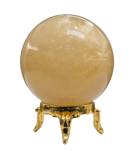 Amazing Gemstone Yellow Calcite Crystal Ball with Stand - 2 Inches Crystal Sphere Meditation Balls for Witchcraft and Decorative Balls