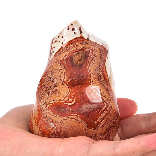 AMOYSTONE Polychrome Jasper Flame Shaped Stone Towers Obelisk Natural Healing Crystal Quartz Reiki Energy Decoration Home Office 0.6-1.0LBS