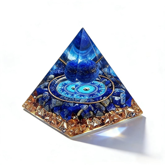ycyingcheng Moonstone Crystal Orgone Pyramid Ogan Crystal Energy Tower, Nature Reiki Chakra Crushed Stone Jewelry, Crystal Pyramid for Home Decor Lapis Lazuli