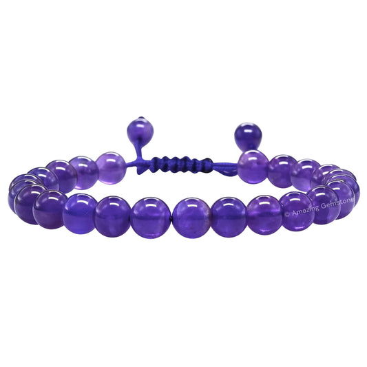 Amazing Gemstone Amethyst Bracelet for Women Men's Gifts - Protection Healing Crystal Bracelet - 8mm Gemstone Beaded Adjustable Bracelet Pulseras Para Hombres Mujer Stocking Stuffers