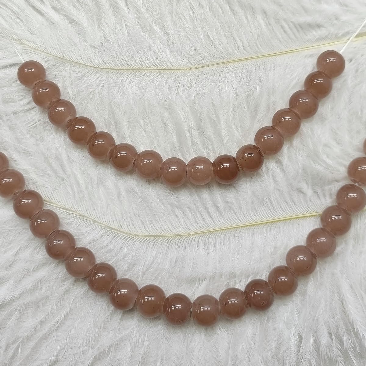 200PCS Glass Beads 8mm Glass Beads for Bracelets Necklaces Jewelry Making DIY Crafts (Coffee)