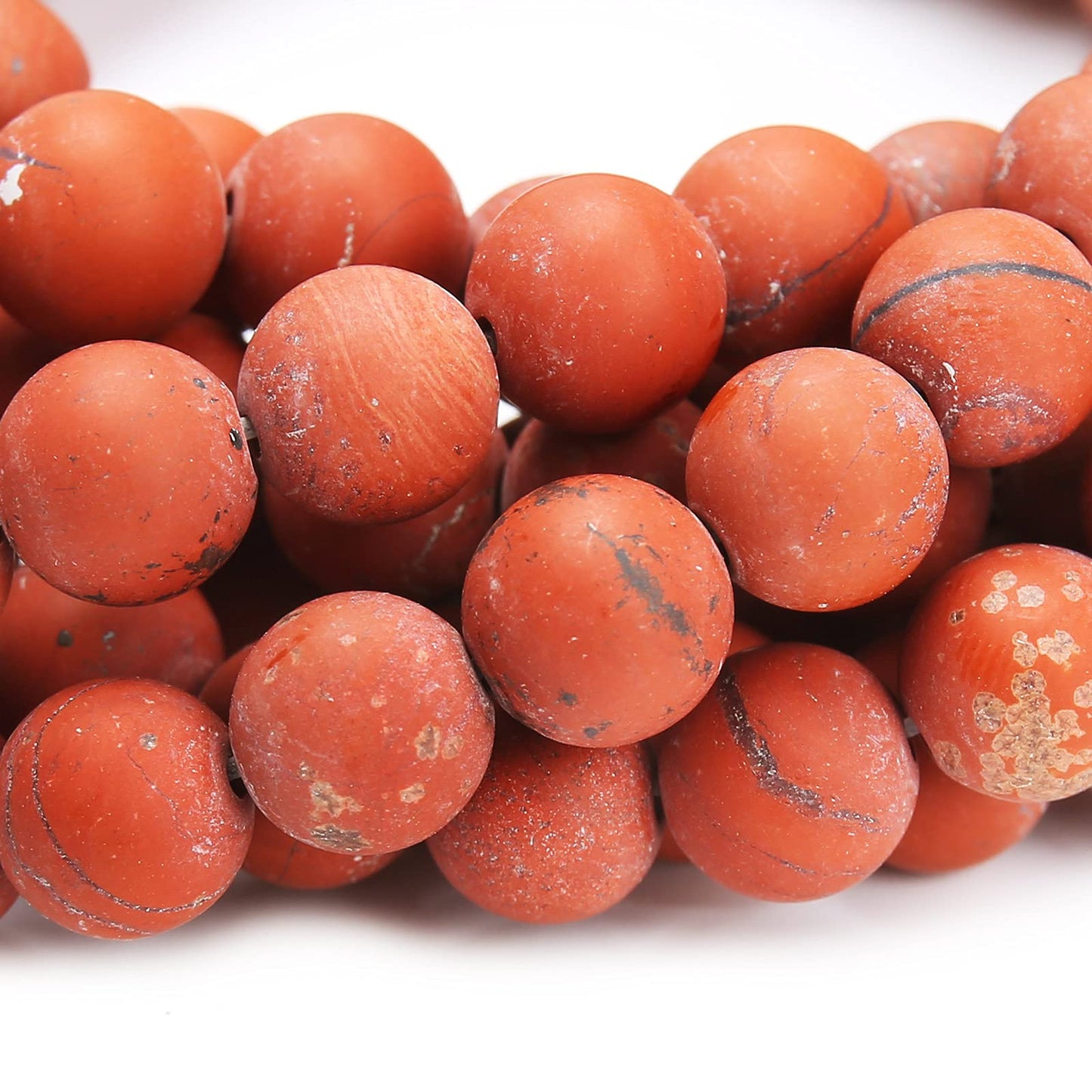 Natural Matte Red Jasper Beads, 6MM Round Frosted Unpolished Loose Gemstone Beads for Bracelet Necklace Jewelry Making, Energy Stone Healing Power with Stretch Beading Cord