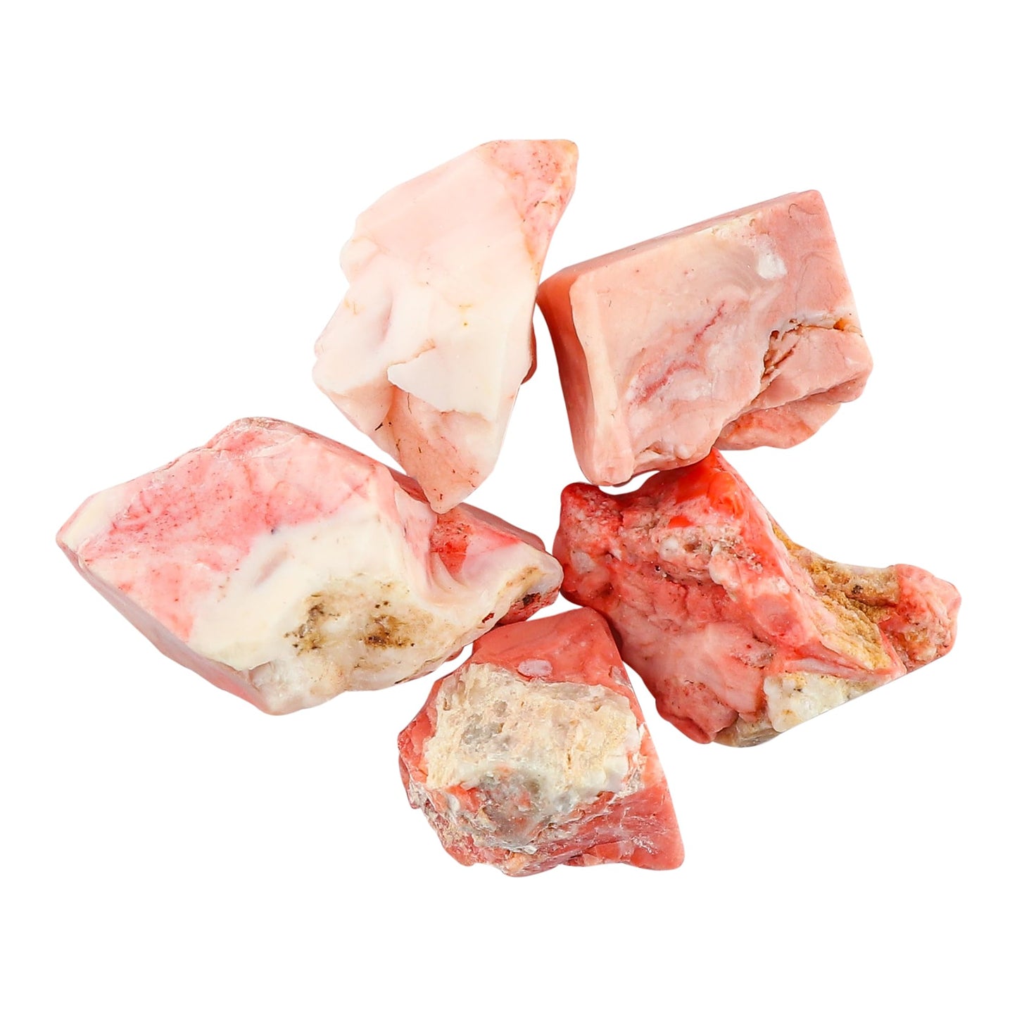 CRYSTALINES 5pcs Wholesale Natural Raw Pink Opal Gemstone, Untreated Rough Stone, Bulk Loose Supplies, DIY-Crafts, Jewelry Making, Chakra Healing Crystals, October Birthstone, Gem Collection