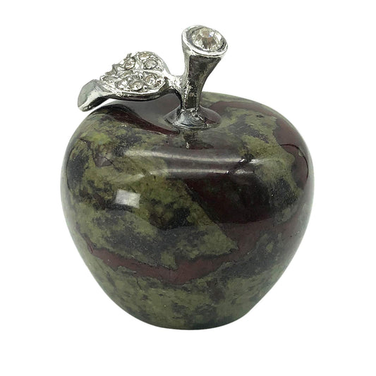 Fekuar Neyisaa Dragon Bloodstone Crystal Apple Decor, Healing Crystals Pocket Stone Fruit Figurine Craft Home Decoration 30mm